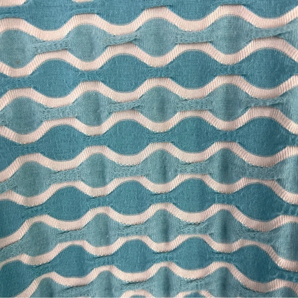 TIANELLO BY STEVE BARRAZA Turquoise & White shark bite tunic. ¾ sleeves
